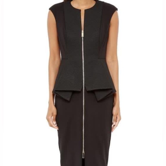 New-Ted Baker Textured Peplum Detail Dress - Picture 3 of 6